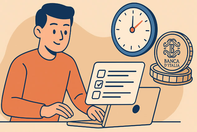 Studente che svolge una simulazione a tempo del concorso Banca d’Italia al laptop