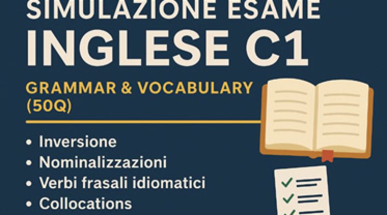 simulazione esame inglese C1, libro aperto, quiz.