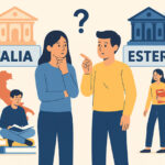 immagine che ritrae due studenti indecisi se studiare in italia o all'estero